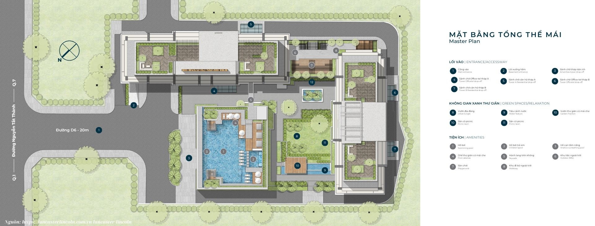 Mặt bằng tổng thể mái Tiện ích dự án Lancaster Lincoln Quận 4