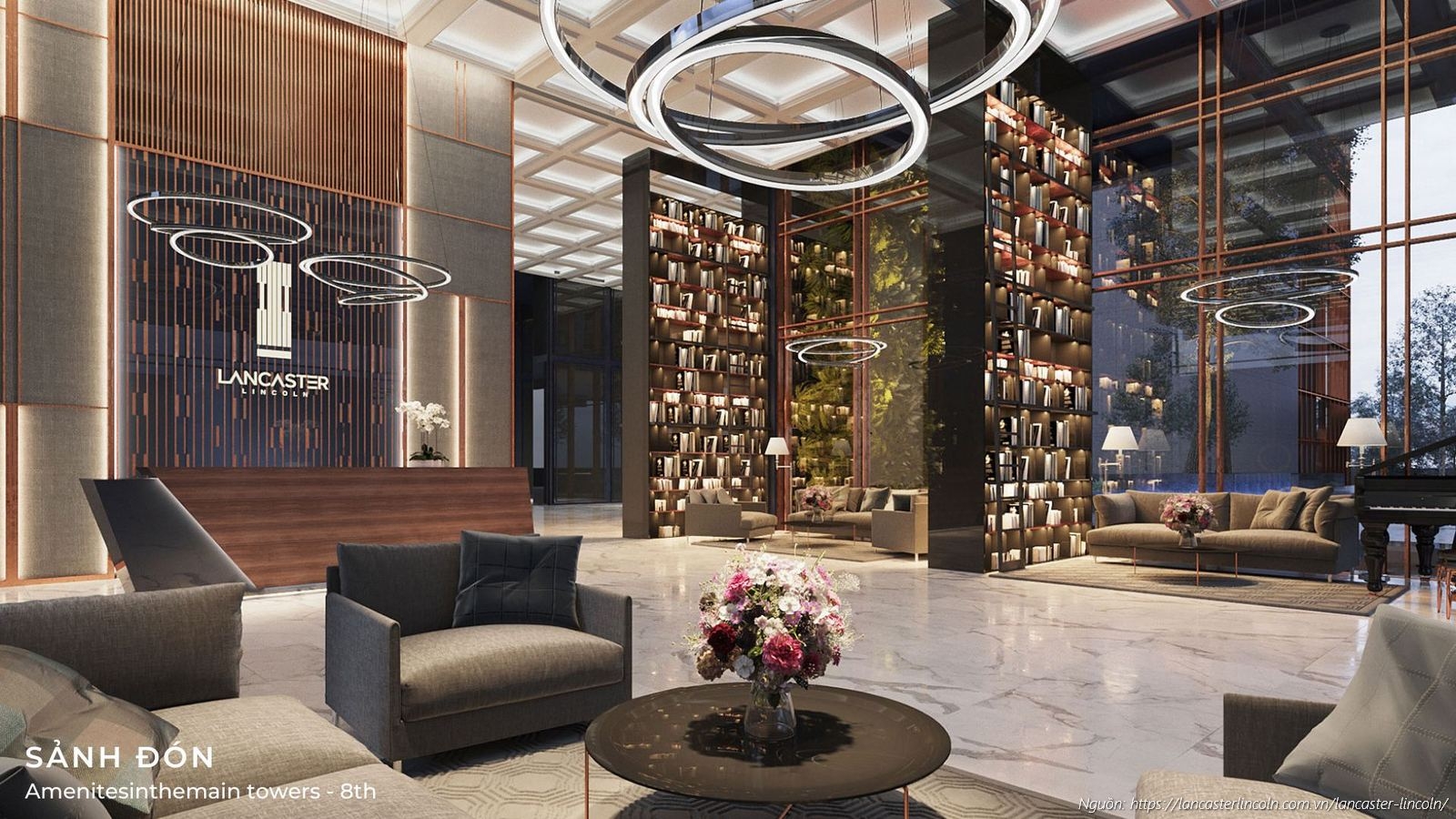 Sảnh đón sang trọng dự án căn hộ chung cư Lancaster Lincoln Quận 4