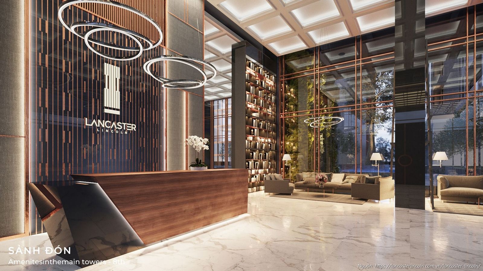 Sảnh đón sang trọng dự án căn hộ chung cư Lancaster Lincoln Quận 4