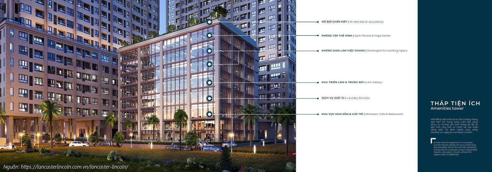 Tháp Tiện ích Dự án Căn Hộ Chung Cư Lancaster Lincoln Quận 4