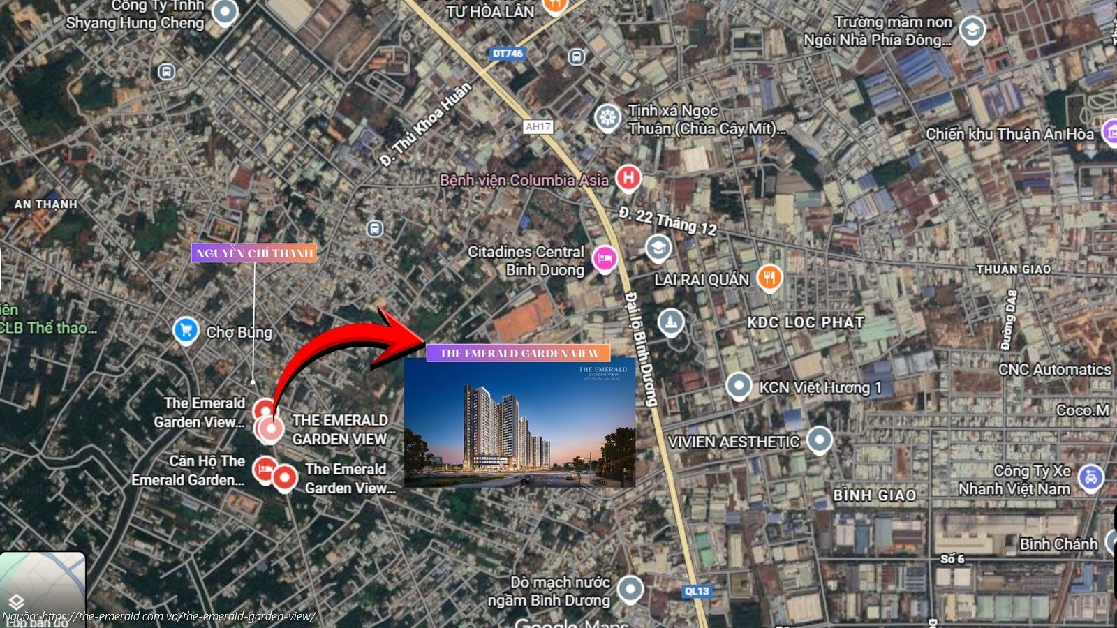Vị trí dự án The Emerald Garden View ngay mặt tiền Nguyễn Chí Thanh