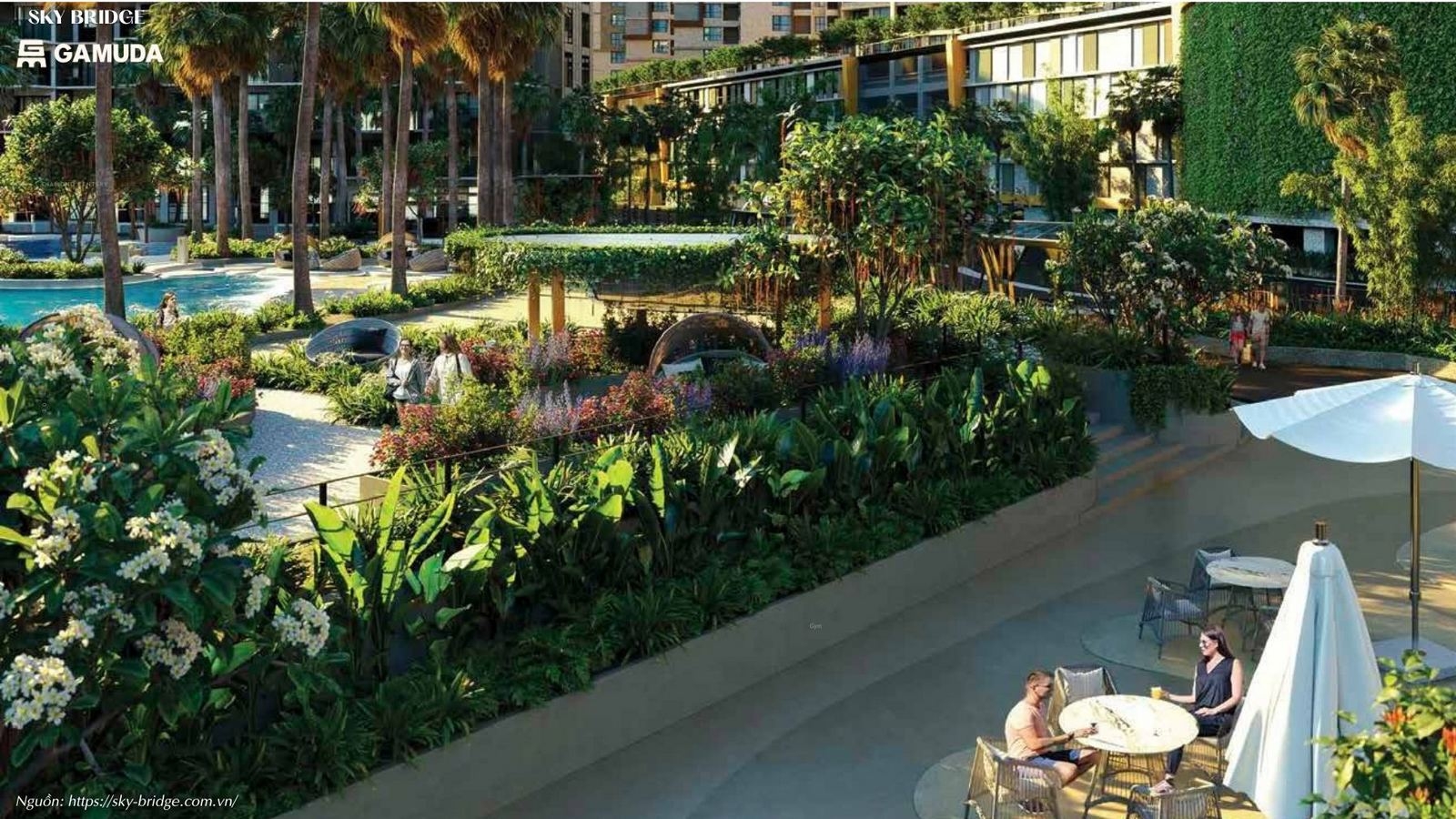 Đường dạo bộ công viên xanh tại dự án căn hộ SkyBridge Gamuda Land