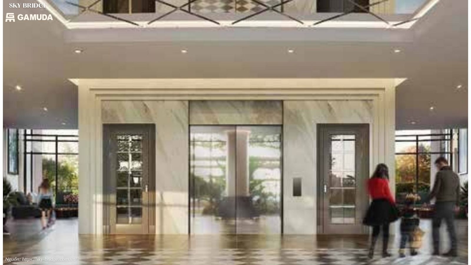 Sảnh đón sang trọng dự án chung cư SkyBridge Thuận An