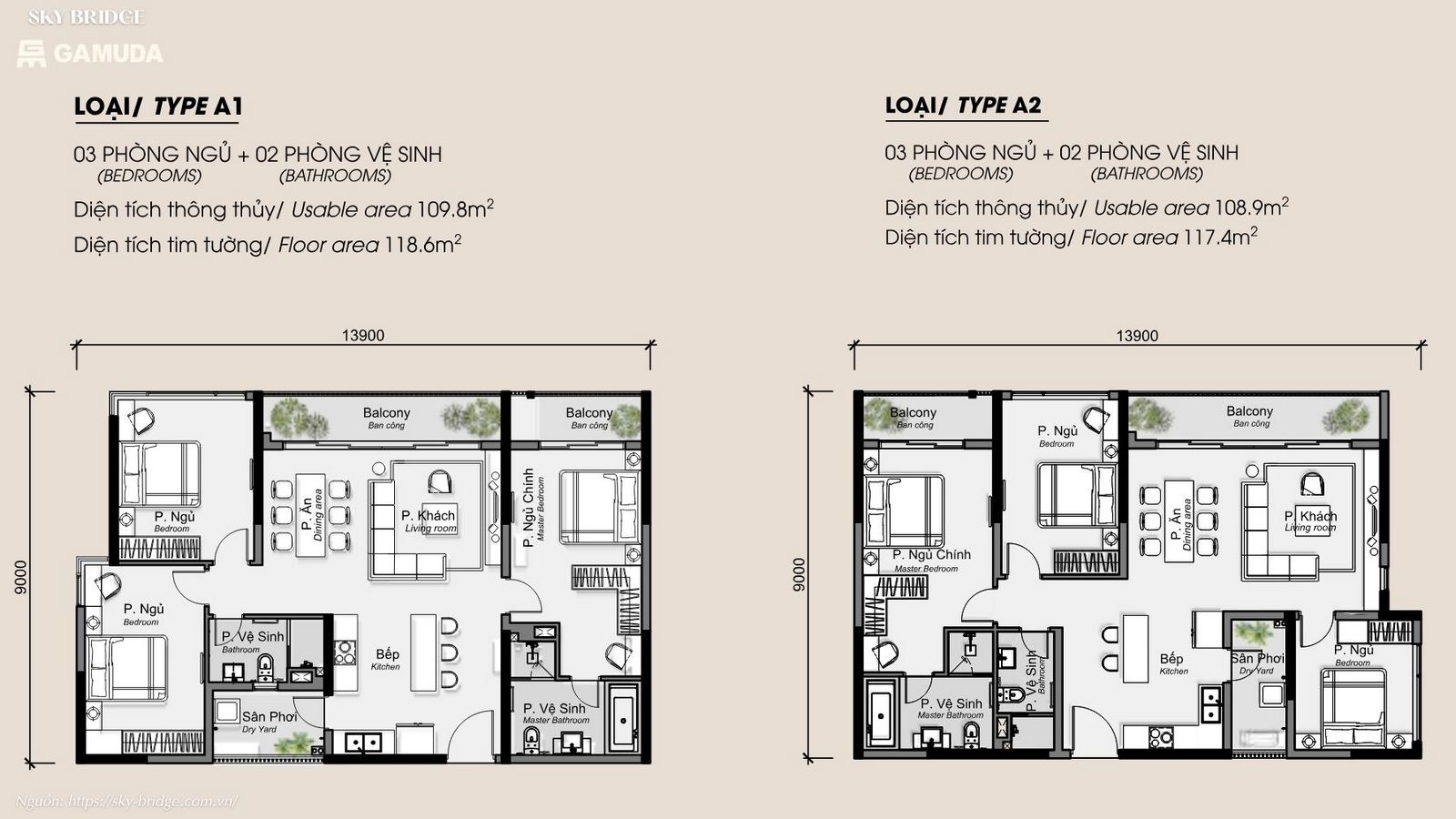 Thiết kế căn hộ dự án chung cư SkyBridge Gamuda Land
