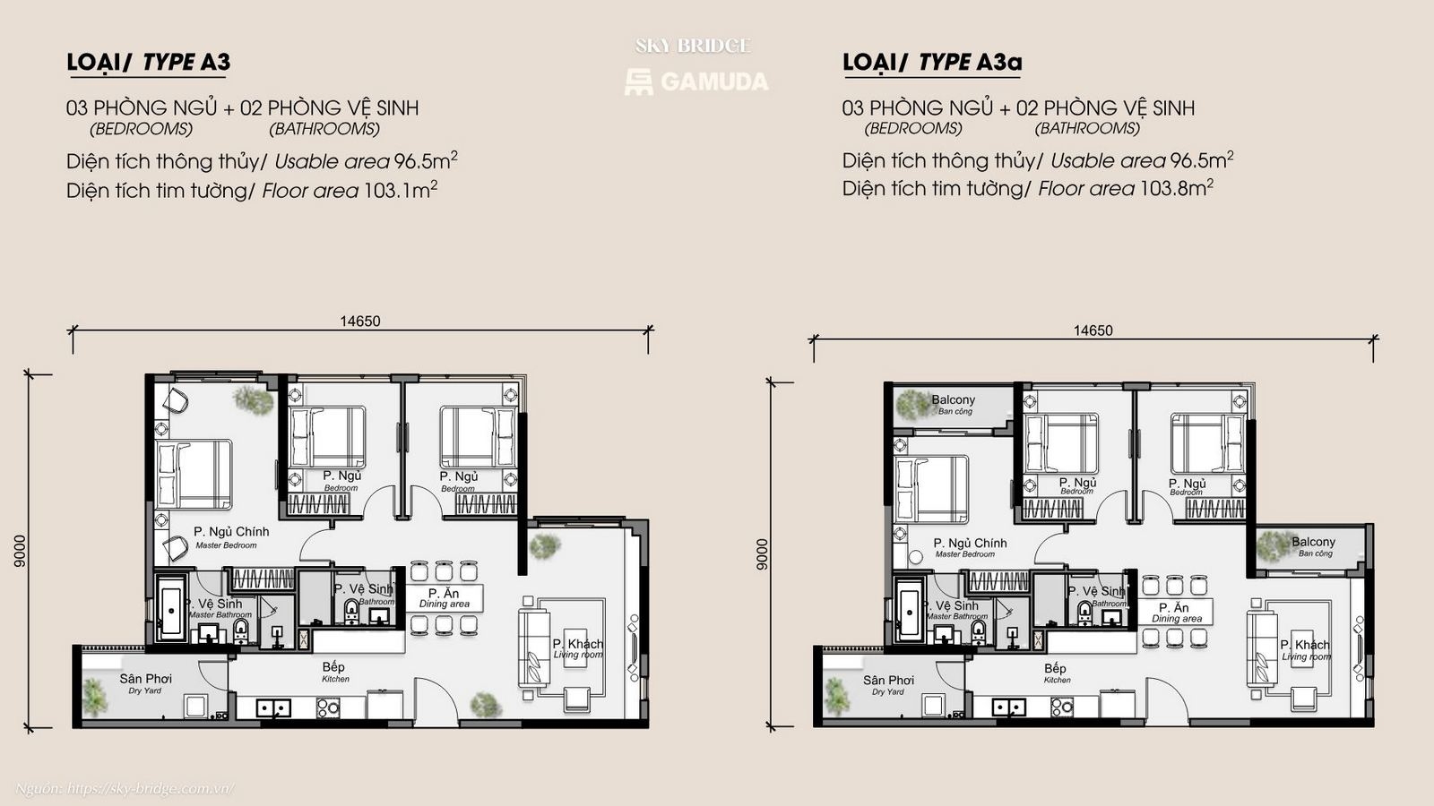 Thiết kế căn hộ dự án chung cư SkyBridge Gamuda Land