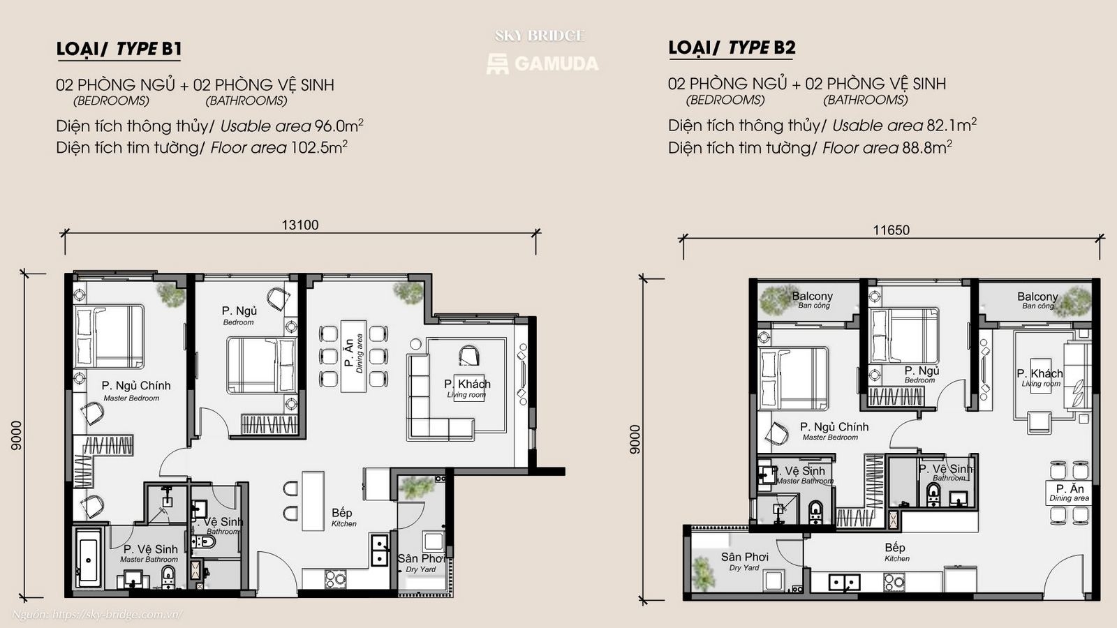 Thiết kế căn hộ dự án chung cư SkyBridge Gamuda Land